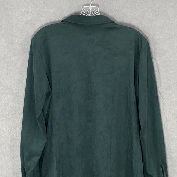 Susan Graver Top Women Medium‎ Petite Forest Green Button Up Long Sleeve Shacket - Picture 7 of 13